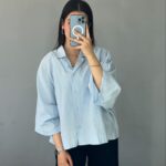 استایل مینیمال با شومیز باکسی یقه انگلیسی