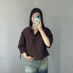 شومیز زنانه کتان با یقه انگلیسی