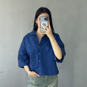 شومیز زنانه کتان با یقه انگلیسی