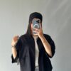 شومیز جلوباز و دکمه ای، آستین کیمونو سه‌ربع