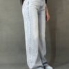شلوار جین بگ زنانه فاق بلند آبی یخی مدل Wide Leg