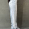 شلوار جین بگ زنانه فاق بلند آبی یخی مدل Wide Leg