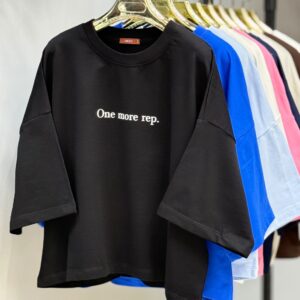 تیشرت کراپ دخترانه اورسایز مدل One More Rep