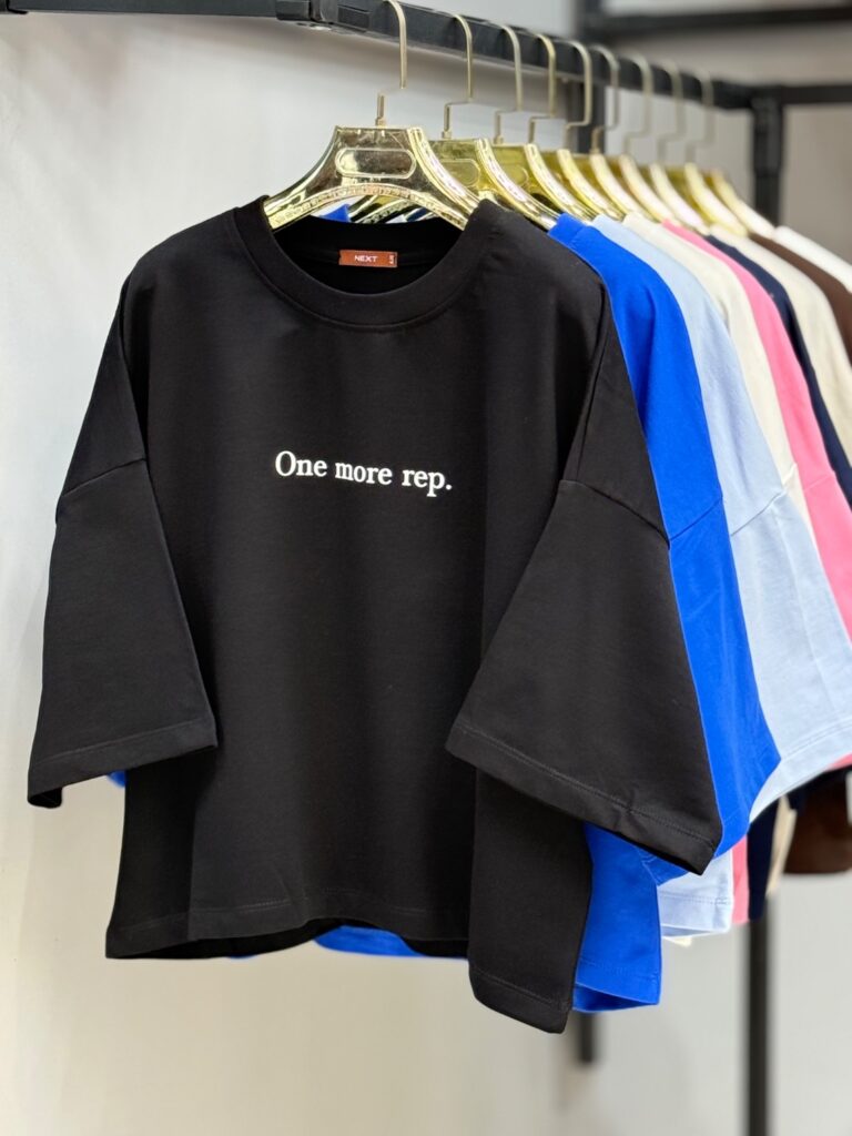تیشرت کراپ دخترانه اورسایز مدل One More Rep