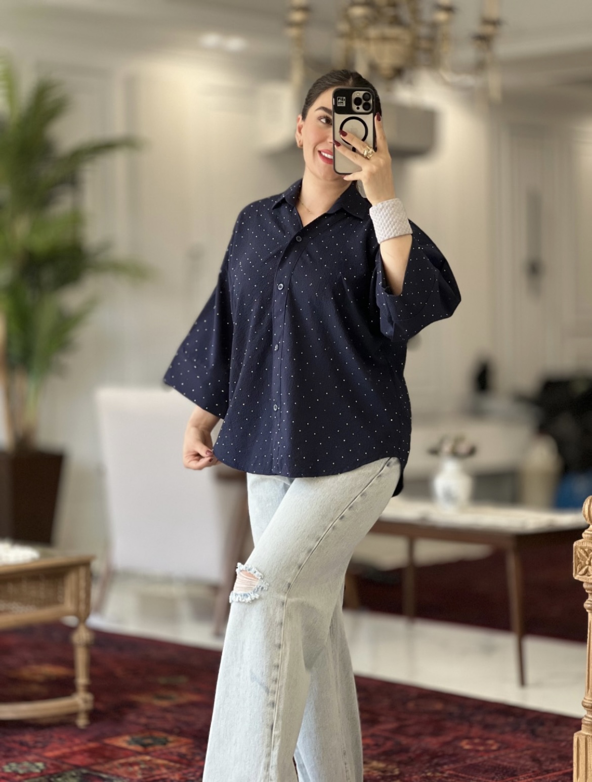 شومیز مانتویی نگینی