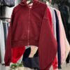 ⁨  bershka کراپ سوئیشرت کلاهدار